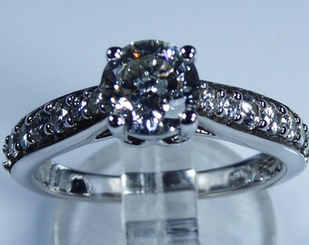 IGI Certified “Forever” 18k White Gold 1.00ct Diamond Accent Engagement Ring