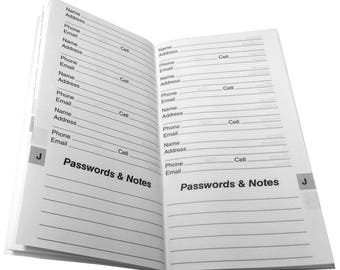 5 Address book Inserts are storage for emails addresses phone numbers passwords birthdays and online sites