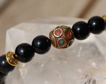 Obsidian Tibetan Bead Bracelet
