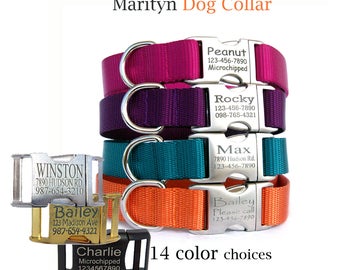Personalized dog collar Laser engraved dog collar Metal buckle pet ID tag dog collars Dog ID tag pet collar Christmas gift for dog lover