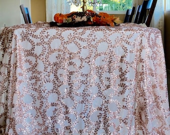 Rose Gold Vine Sequin Table Runners, Rose Gold Sequin Table Runners