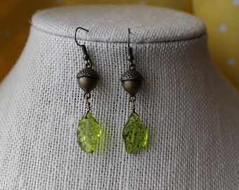 Acorn and Leaf Earrings (Bronze)