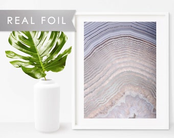 Blue Agate Geode Real Foil Art Print 11x14, 8x10, 5x7