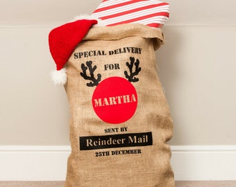 Personalised Reindeer Christmas Sack
