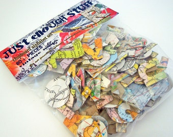unique vintage map chipboard alphabet set 120 pieces