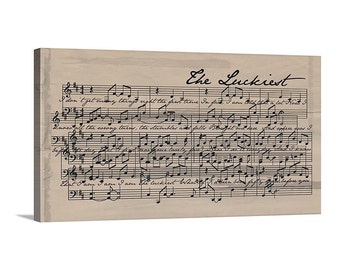 Anniversary Gift for him / Sheet Music Wall Art, anniversary cotton gift first dance wedding song, Personalized Couple Gift