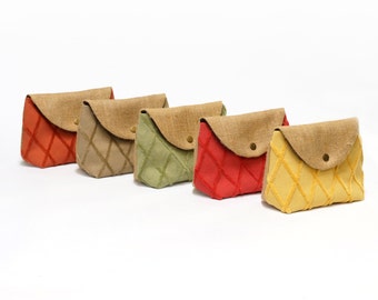 Burlap Cosmetic Bag | Velvet Makeup Bag | Snap Pouch | Small Clutch Purse | Handmade with Love by EllaOsix