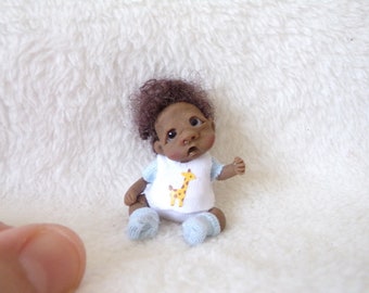 One of a kind doll, 1:12 scale, handmade baby boy, dollhouse,polymer clay, artist Doll