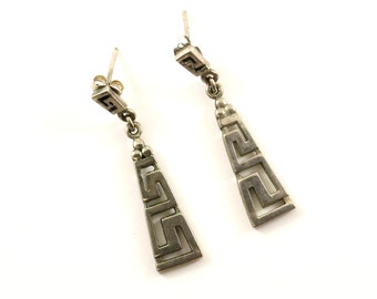 Vintage Maze Design Dangling Earrings Sterling Silver ER 1191
