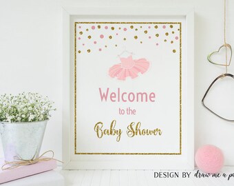 Tutu Baby Shower Decorations, Tutu Baby Shower Printable Welcome Sign, Baby Shower Welcome Sign, Tutu Welcome Sign - PP01