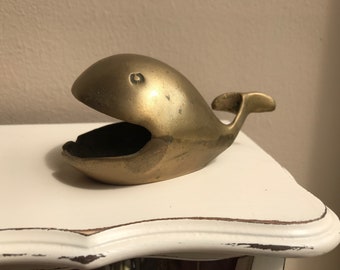 Vintage Brass Whale Desk Decor - 5" x 2.5"