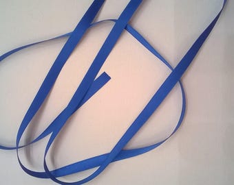 Bright Blue Silk Satin Ribbon, Double-Faced - 1/4 Inch - 6mm - Sold by the Yard