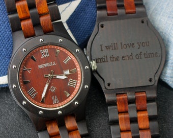 Wood Watch, Men's Wooden Watch, Mens Wood Watch, Wood Watches for him, personalize watch, Boyfriend Gift, Gifts for Dad, Custom Wood Watch
