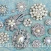 Rhinestone Buttons and Brooch Mix - Pearls - 104- 20 piece set