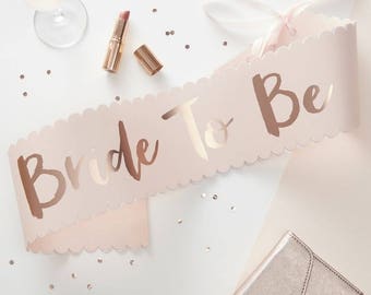 Pink & Rose Gold Bride To Be Sash, Hen Party Decor, Bridal Party Decor, Bridal Sash, Hen Party Sash, Bride To Be Sash, Bride Sash,Team Bride