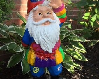 Dead Head Garden Gnomes; 11 inch high Grateful Dead Yard Ornaments, Deadhead Outdoor Statues, Grateful Dead Lawn Decor