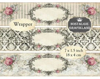 digitale Frames Wrapper printable Soap Packaging Wraps Ornaments editable blank Labels Instant Download digital collage sheet E043