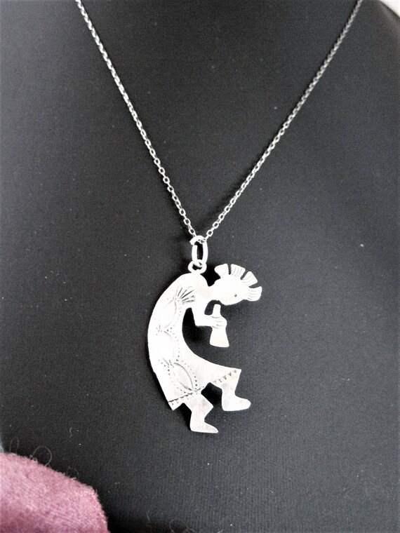 Native American Necklace, Sterling Kokopelli, Sterling Pendant Flute Player, Southwestern Pendant