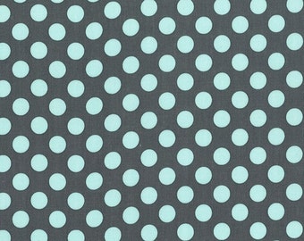Ta Dot by Michael Miller - Powder Blue on Grey - 1/2 yard cotton quilt fabric 516