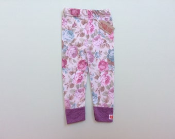 Floral paisley leggings. pink pastel roses. 2-3 yr old.