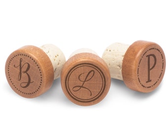 Monogrammed Wooden Wine Stopper - Favors, Gifts, Birthday, Holidays Engraved Wine Stopper WS0104