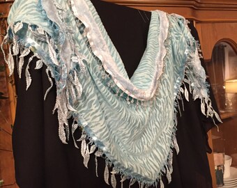 Cloud Sky Tiger hip scarf/ petite hip scarf/ light blue hip scarf