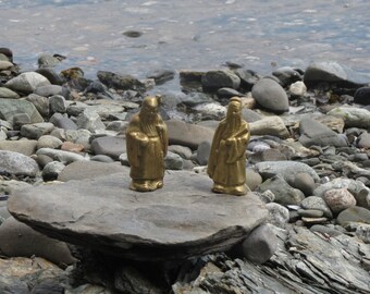 Pair of Vintage Brass Oriental Figurines Asian Home Decor