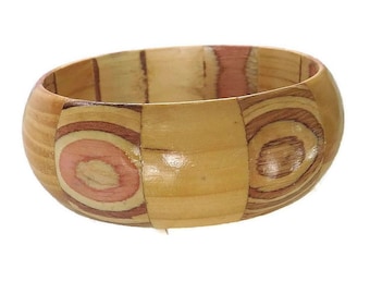 Laminated Wood Bangle Bracelet Vintage Fun