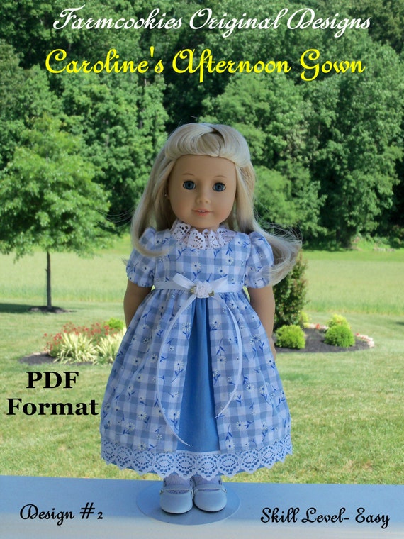 PDF Sewing Pattern/ Caroline's Afternoon Gown / Sewing Pattern Fits American Girl® or Other 18" Dolls