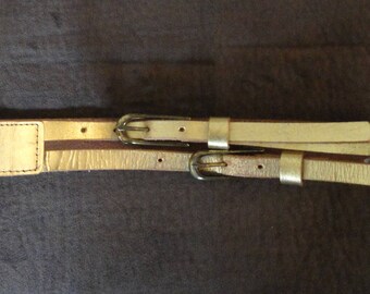 Vintage Gold Leather Belt size Small, PoochPieCollection Time Keepers Attic Piece