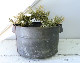 Vintage Metal Bucket Pail Container Galvanized Planter