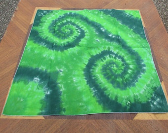 Tie Dye Bandana, 100% Soft Cotton, Hand Tie Dyed in Various Greens.