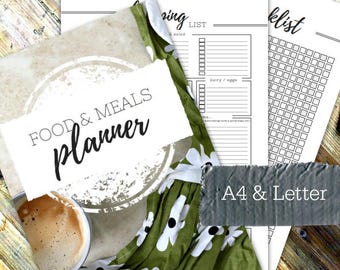 FOOD & MEALS PLANNER - Printable planner - Instant Download - Home Management Binder - Home File - 26 page pdf in A4 and Letter sizes
