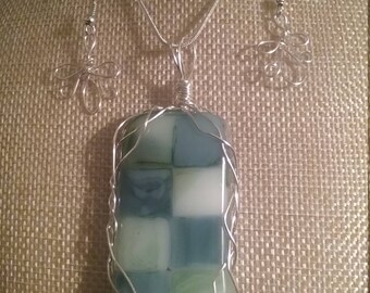 Fused Glass Necklace and Earring Set