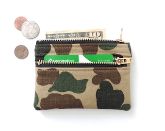 Camo Wallet Pouch Double Zipper Coin Purse Canvas