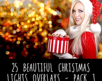 25 Christmas Bokeh Light Overlays, Photoshop Overlays, Light Overlays, high quality Bokeh Light, Photoshop Overlays for Photographers