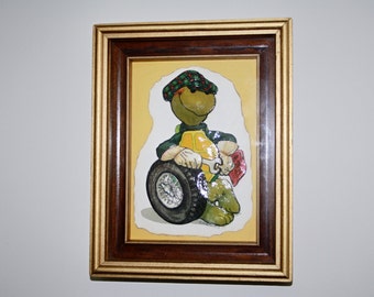 1981 Paper Cutting Pop Up- 3D Art "Green Turtle -The Mechanic" by Suzy Spafford