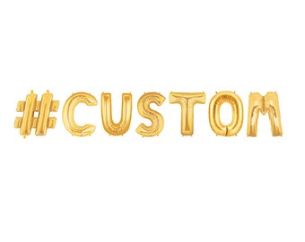 14" Metallic Gold Letter Balloons, Custom Gold Balloons, Custom Letter Balloons, Customized Letter Balloon Banner, Custom Balloon Banner