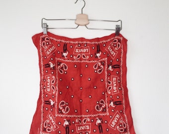 Levis Bandana VTG Handkerchief Cowboy USA Cotton Vintage Red Hankie Cowgirl Lasso