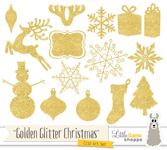Golden Glitter Christmas Clipart Gold Reindeer Glitter