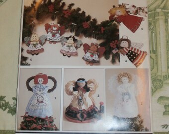 Cute Vintage 1991 Simplicity Craft Pattern 0604 for Angel Tree Topper and Ornaments Uncut, Factory Folds