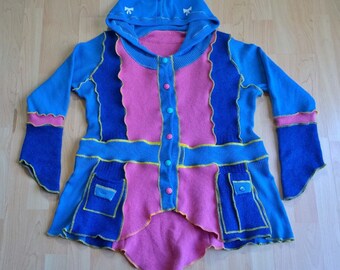 Upcycled Clothing/Sweater Jacket/Festival Clothing/Funky Clothing/Boho Clothing/Unique Clothing/Hippie Style/Knitwear/Wool/For Women/OOAK