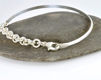 Sterling Silver Bangle, Bracelet, Stackable Bangle, Modern Bangle, Chain Bangle, Stackable, Unique, Bangle, Sterling, Charm bracelet