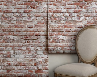 Whitewashed Antique Brick Removable Peel 'n Stick Wallpaper