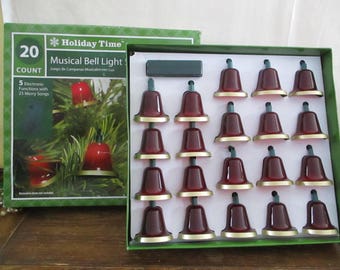 Bells String of Lights Musical Vintage Holiday Time