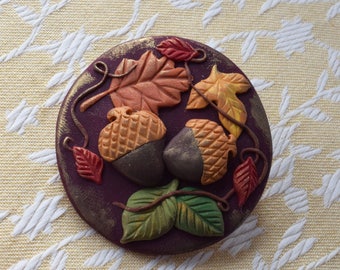 Fall Thanksgiving Brooch by Raquel at the WRC pin hand sculpted from polymer clay THANKSGIVING pin