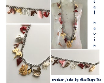 Cracker Jack Necklace Vintage Collectable Charms 1920's - 1950's Fashion Accessory