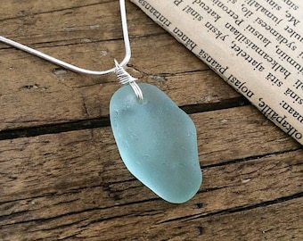 Sea Glass pendant on sterling silver necklace. Silver Talisman Necklace