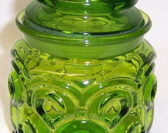 Smith Glass Green MOON and STARS Smallest CANISTER with Lid