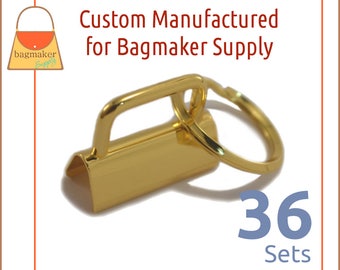 1-1/4 Inch Deluxe Key Fob Hardware, Shiny Gold Finish, 36 Sets, 1.25", Purse Handbag Hardware, Jewelry Supply, KRA-AA006